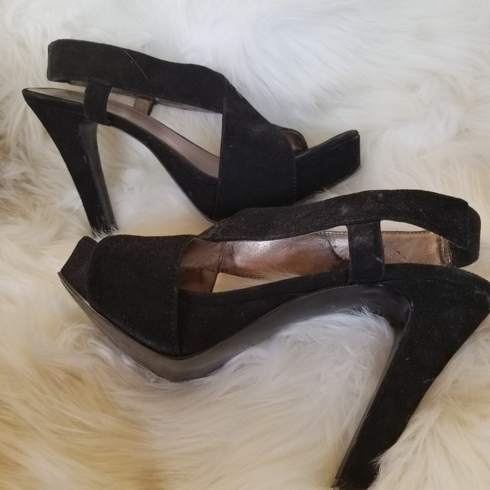 Nine West Black Strappy Platforms